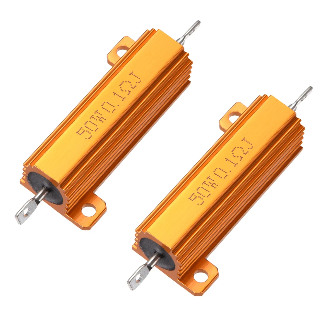 50W 0.1 Ohm 5% Aluminum Housing Resistor Screw Chassis Mounted Aluminum Case Wirewound Resistor Load Resistors Gold Tone 2pcs