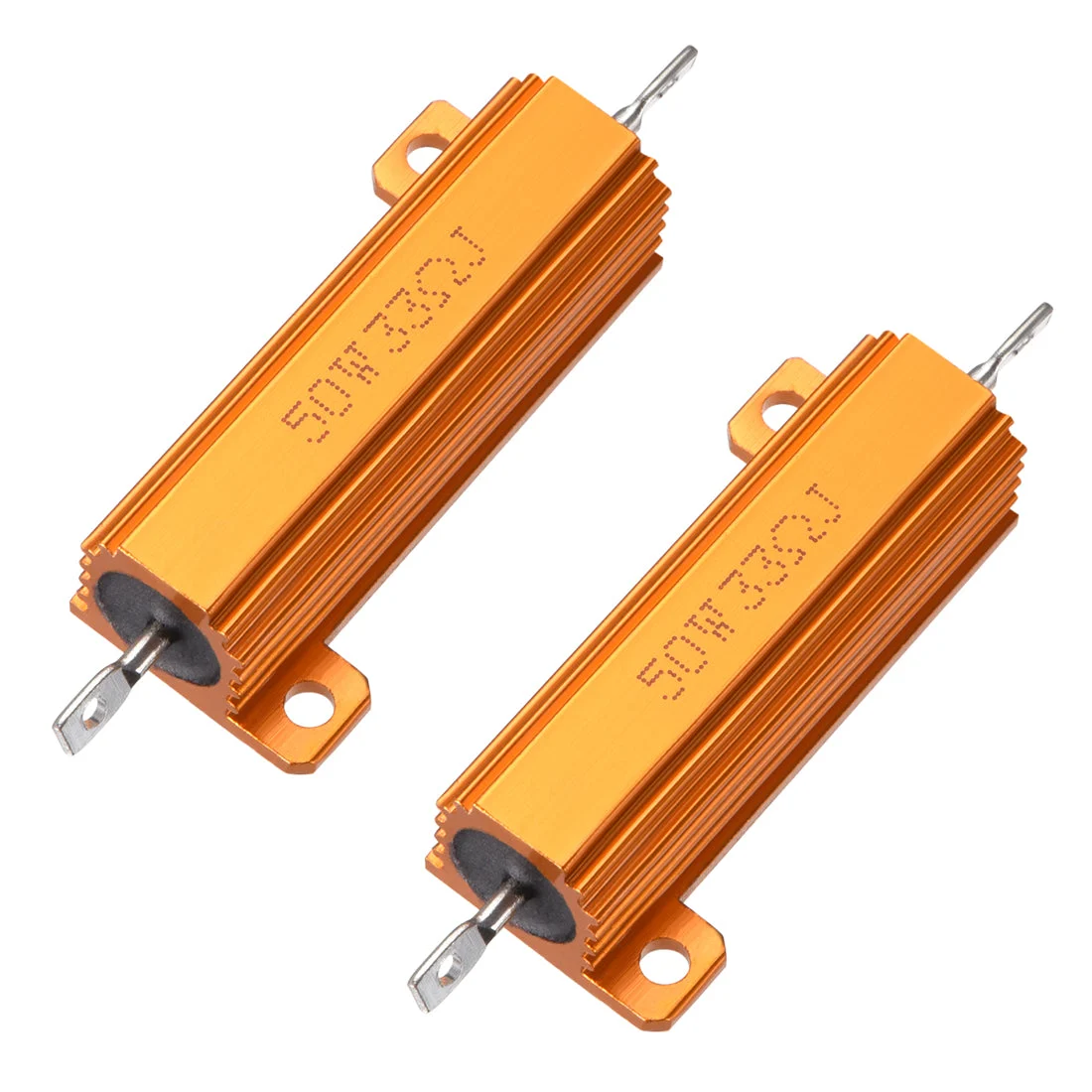 50W 33 Ohm 5% Aluminum Housing Resistor Screw Chassis Mounted Aluminum Case Wirewound Resistor Load Resistors Gold Tone 2pcs