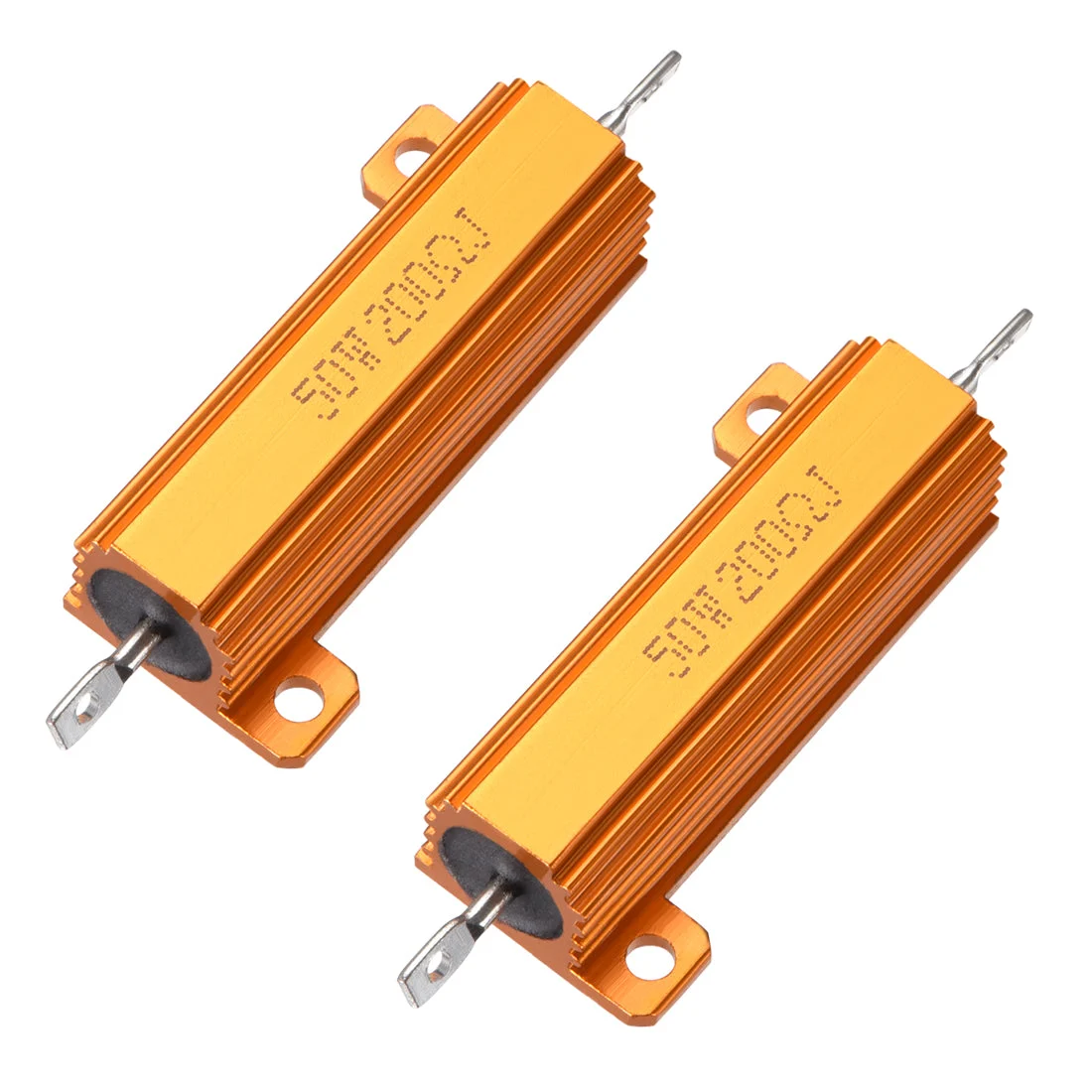 50W 200 Ohm 5% Aluminum Housing Resistor Screw Chassis Mounted Aluminum Case Wirewound Resistor Load Resistors Gold Tone 2pcs