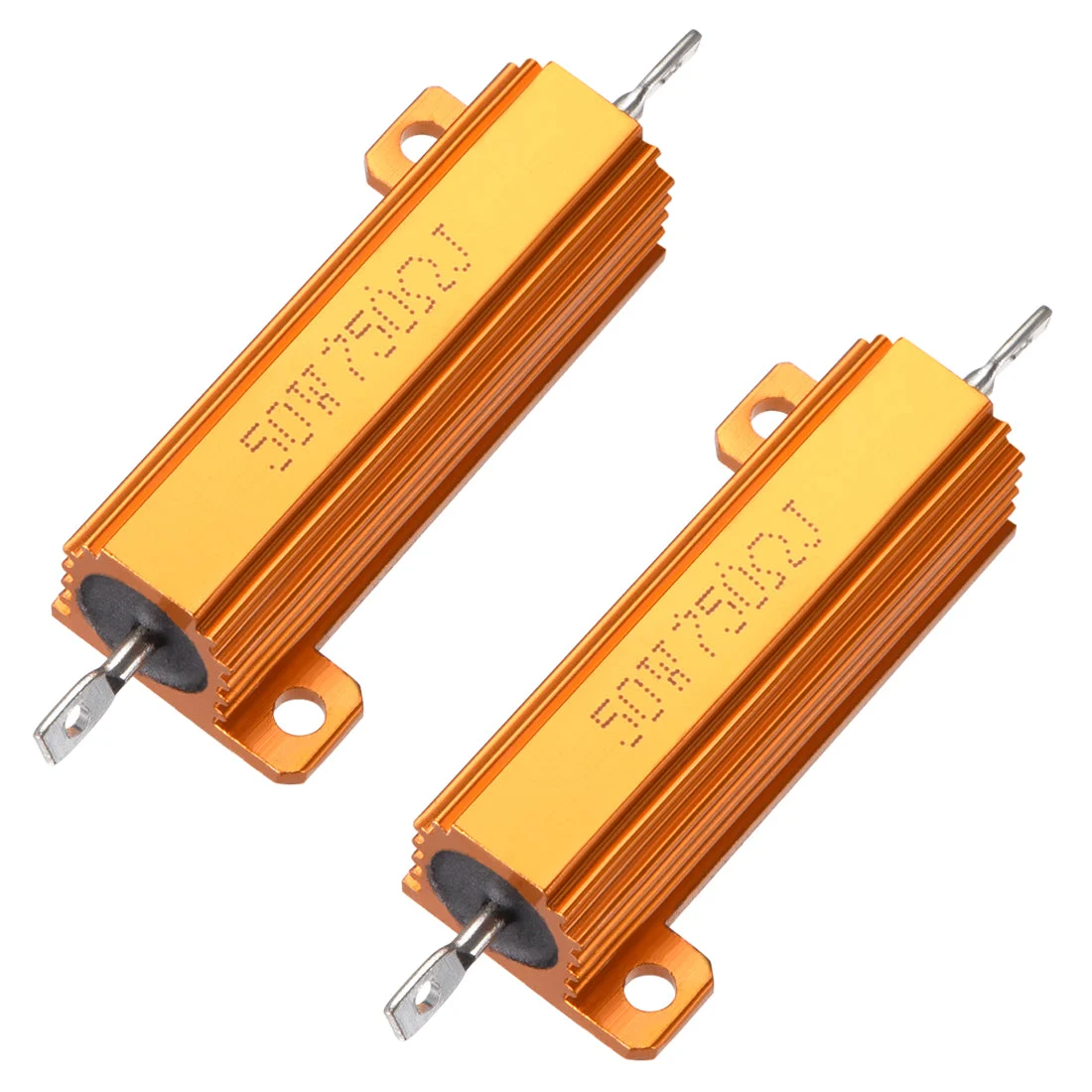50W 750 Ohm 5% Aluminum Housing Resistor Screw Chassis Mounted Aluminum Case Wirewound Resistor Load Resistors Gold Tone 2pcs