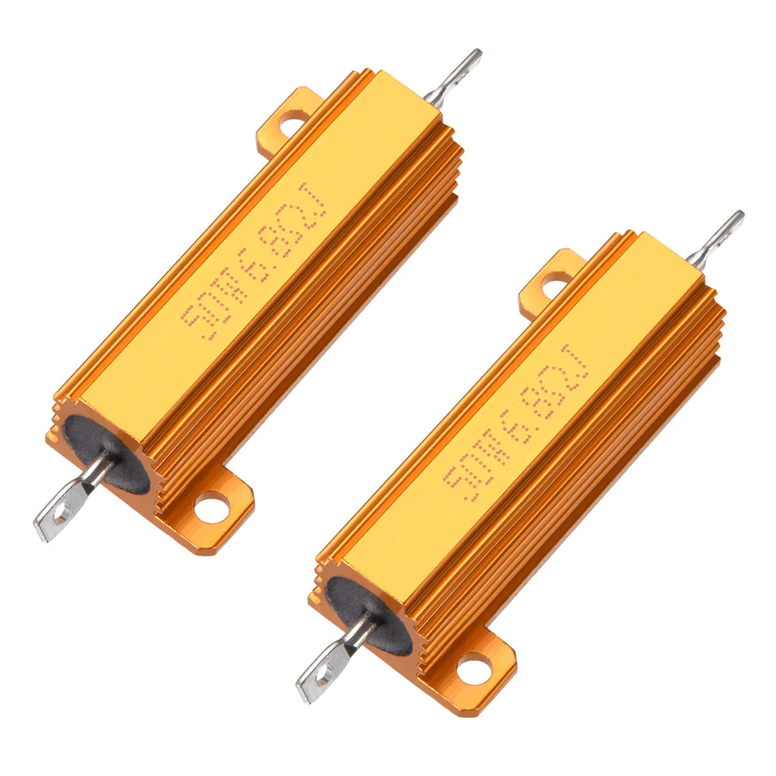 50W 6.8 Ohm 5% Aluminum Housing Resistor Screw Chassis Mounted Aluminum Case Wirewound Resistor Load Resistors Gold Tone 2pcs