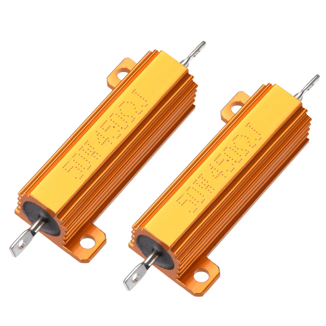 50W 450 Ohm 5% Aluminum Housing Resistor Screw Chassis Mounted Aluminum Case Wirewound Resistor Load Resistors Gold Tone 2pcs