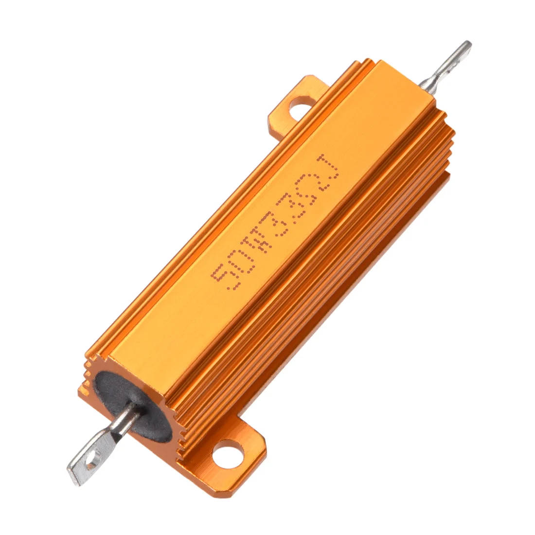 50W 3.3 Ohm 5% Aluminum Housing Resistor Screw Chassis Mounted Aluminum Case Wirewound Resistor Load Resistors Gold Tone 1pcs