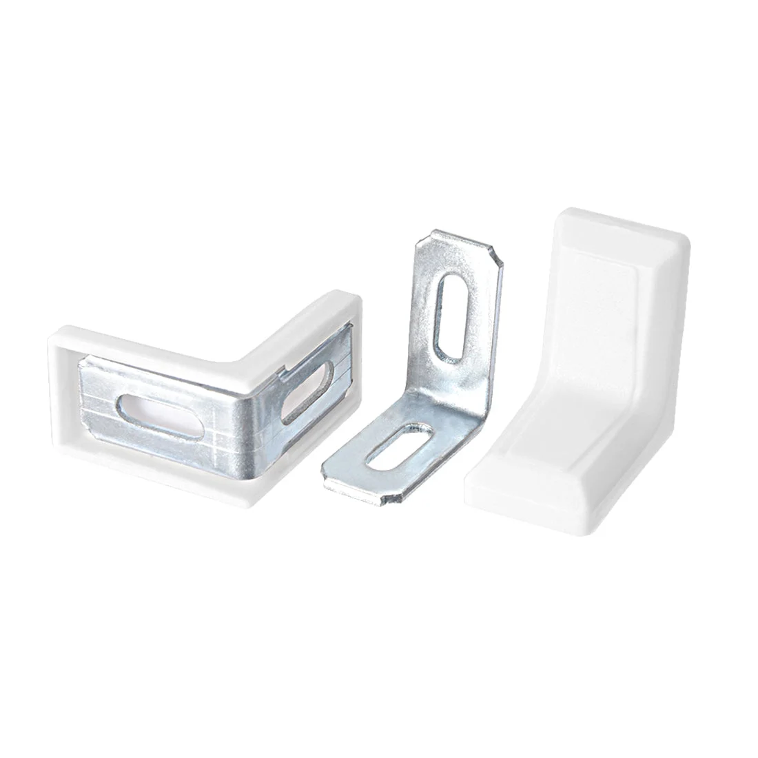 29mmx29mm Cabinet Cupboard Shelf Corner Brace Plate Right Angle Bracket White 4pcs