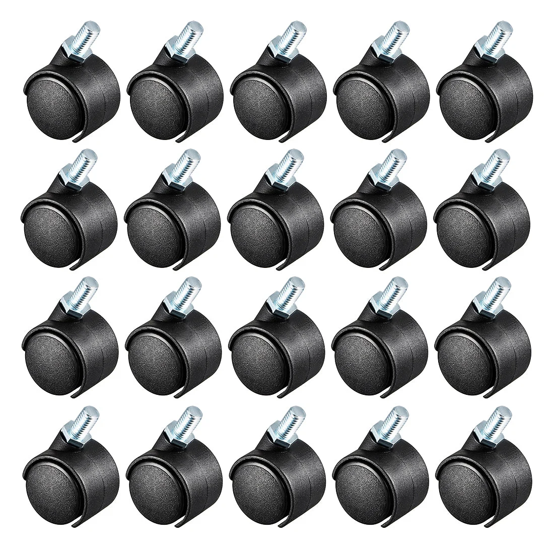 Uxcell 20 Pcs 1.15 Inch Swivel Caster Wheels Nylon 360 Degree Threaded Stem Caster Wheel, M6 x 15mm, 22lb Capacity