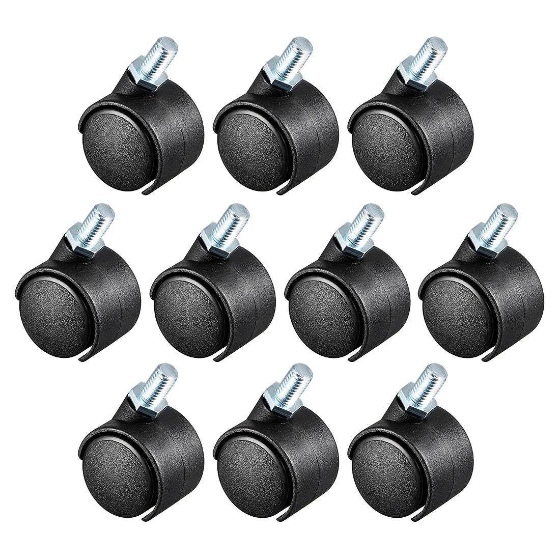 10 Pcs 1.15 Inch Swivel Caster Wheels Nylon 360 Degree Threaded Stem Caster Wheel, M8 x 13mm, 22lb Capacity