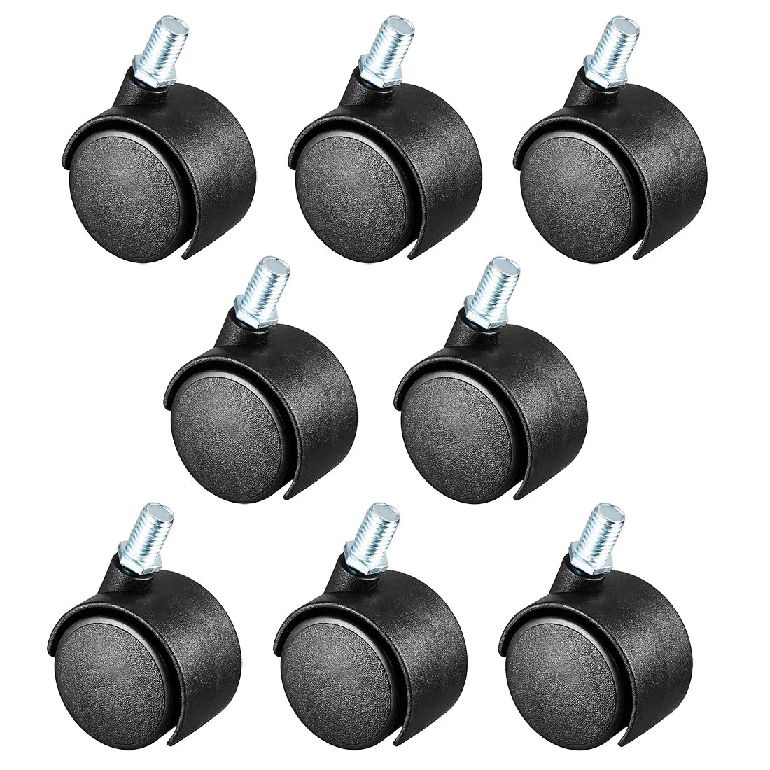 8 Pcs 1.5 Inch Swivel Caster Wheels Nylon 360 Degree Threaded Stem Caster Wheel, M10 x 15mm, 33lb Capacity