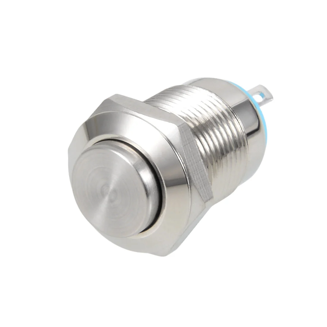 Momentary Metal Push Button Switch 12mm Mounting Dia 2A SPST 1NO 2P High Flat