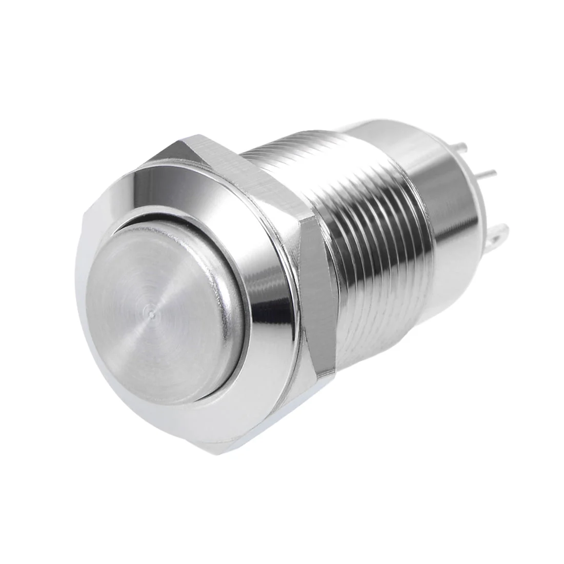 Latching Metal Push Button Switch 12mm Mounting Dia 2A SPST 1NO 2P High Flat