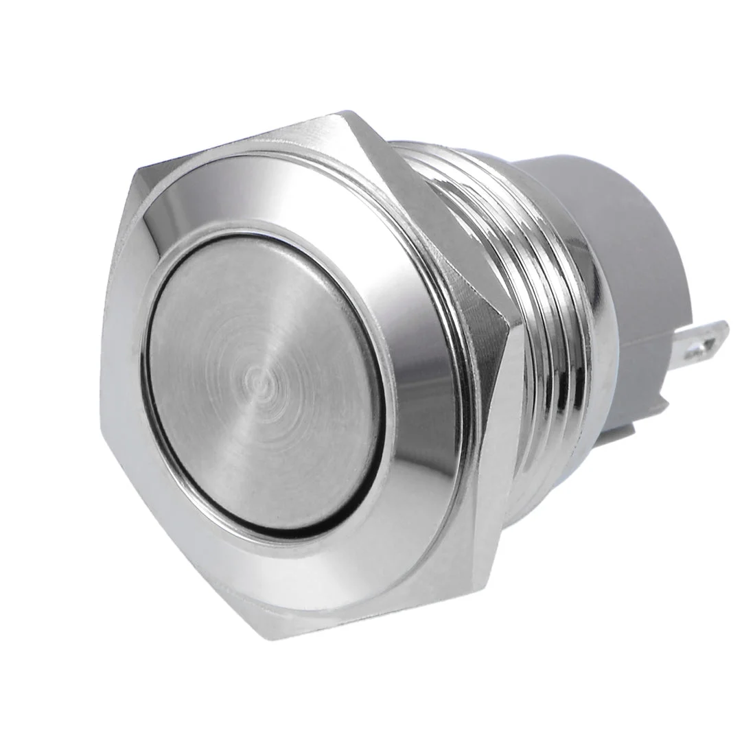 Momentary Metal Push Button Switch 16mm Mounting Dia 2A SPST 1NO 2 Terminals