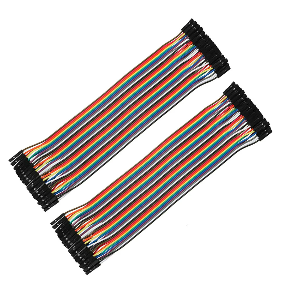 Female to Female 40P Breadboard Jumper Wire 2.54mm Pitch Ribbon Cable 20.5cm Long 2pcs