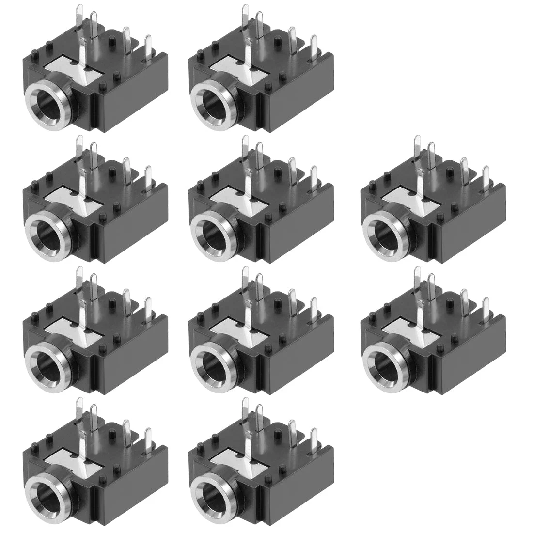 10Pcs PCB Mount 3.5mm 5 Pin Socket Headphone Stereo Jack Audio Video Connector Black PJ307