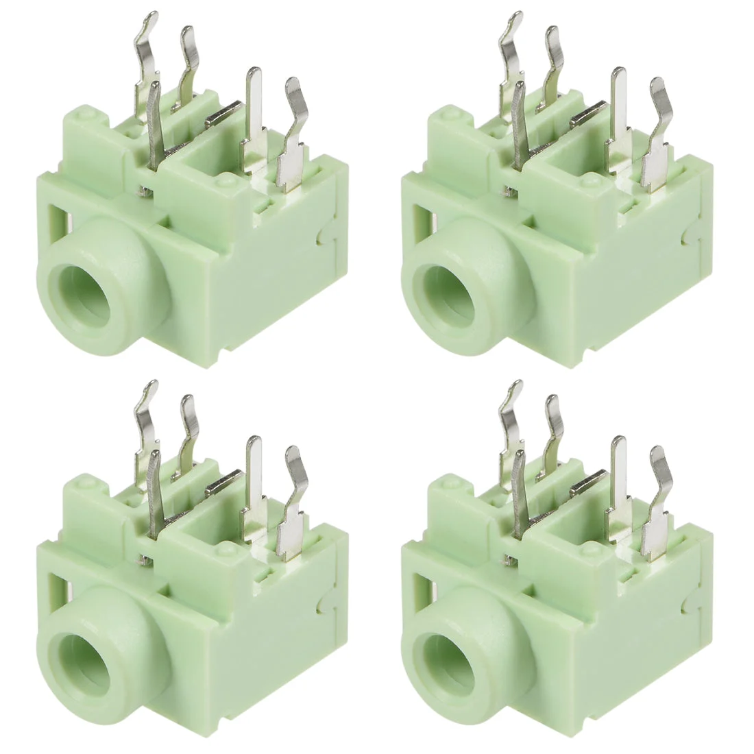 4Pcs PCB Mount 3.5mm 5 Pin Socket Headphone Stereo Jack Audio Video Connector Green PJ317