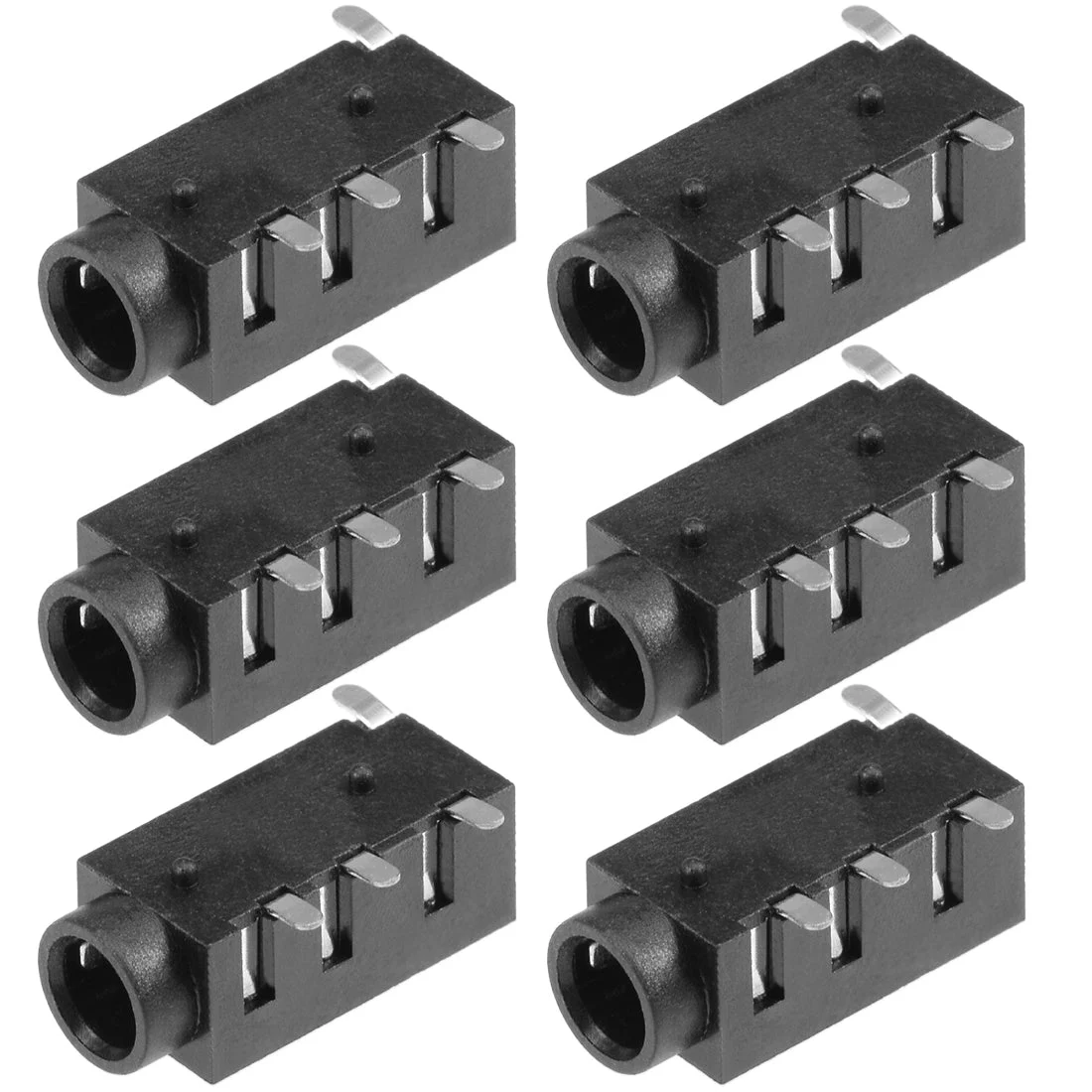 6Pcs PCB Mount 3.5mm 4 Pin Socket Headphone Stereo Jack Audio Video Connector Black PJ320D
