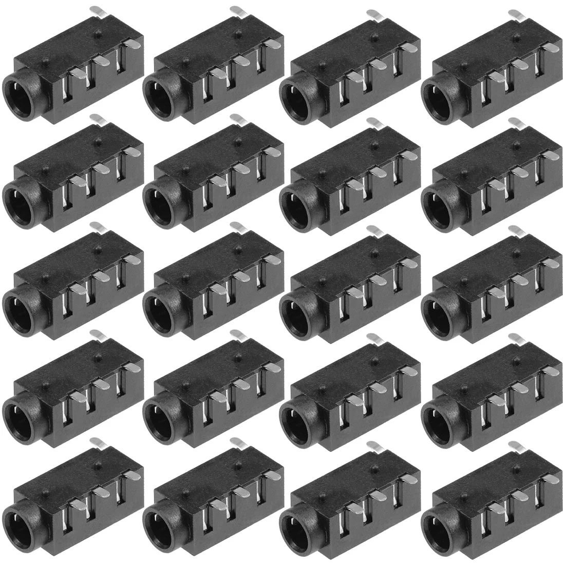 20Pcs PCB Mount 3.5mm 4 Pin Socket Headphone Stereo Jack Audio Video Connector Black PJ320D