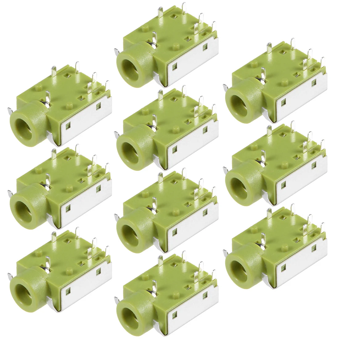 10Pcs PCB Mount 3.5mm 6 Pin Socket Headphone Stereo Jack Audio Video Connector Green PJ343