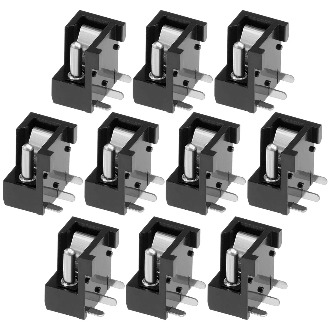 10Pcs PCB Mount DC004 5.5mm x 2.1mm 3 Pin Audio Video DC Power Connector Socket Black