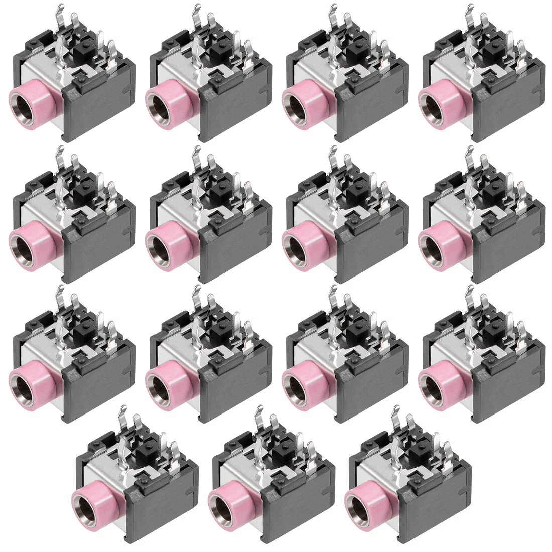 15Pcs PCB Mount 3.5mm 5 Pin Socket Headphone Stereo Jack Audio Video Connector Pink PJ306