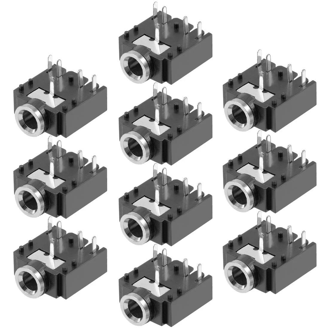 10Pcs PCB Mount 3.5mm 5 Pin Socket Headphone Stereo Jack Audio Video Connector Black PJ-3F07