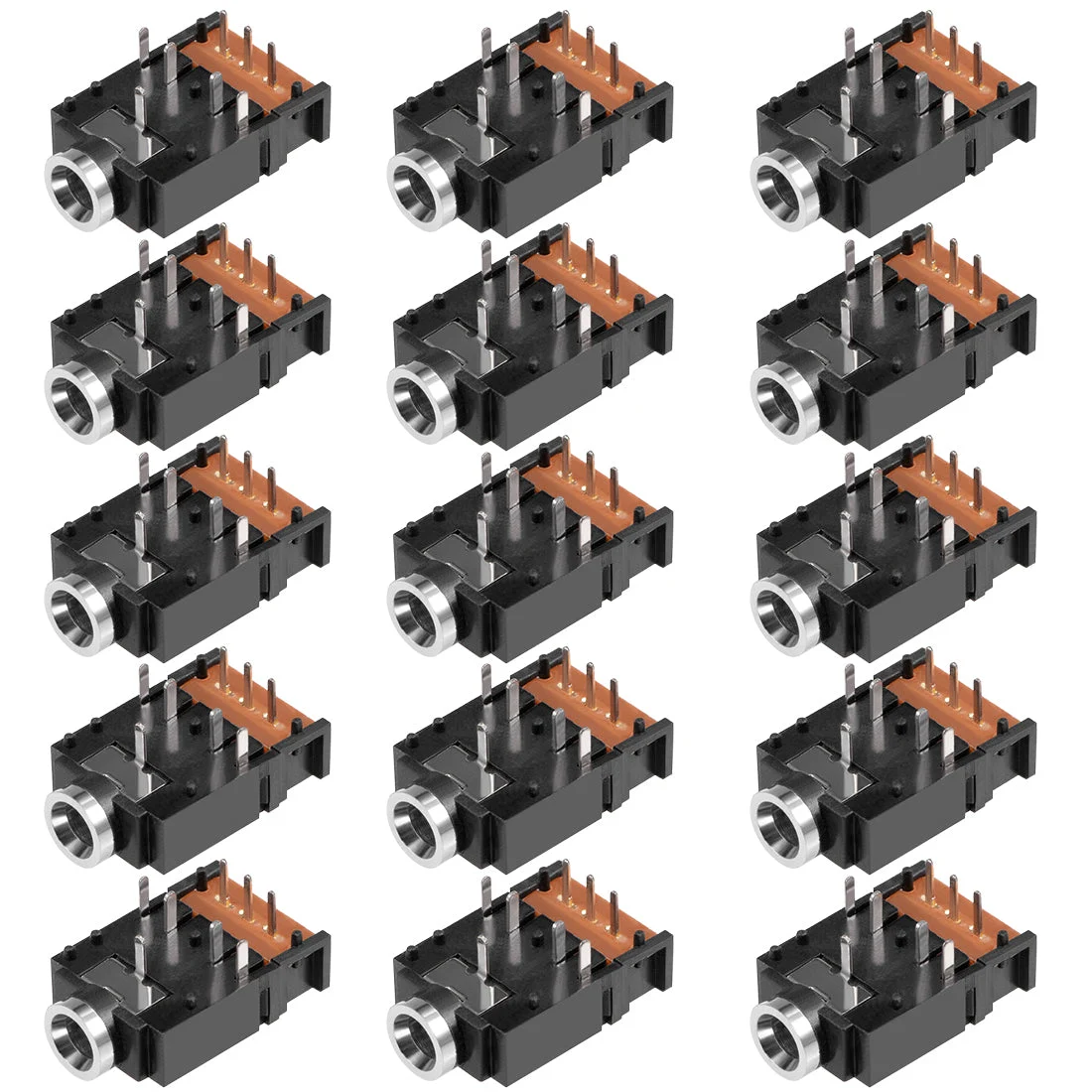 15Pcs PCB Mount 3.5mm 8 Pin Socket Headphone Stereo Jack Audio Video Connector Black PJ-3F07-8P