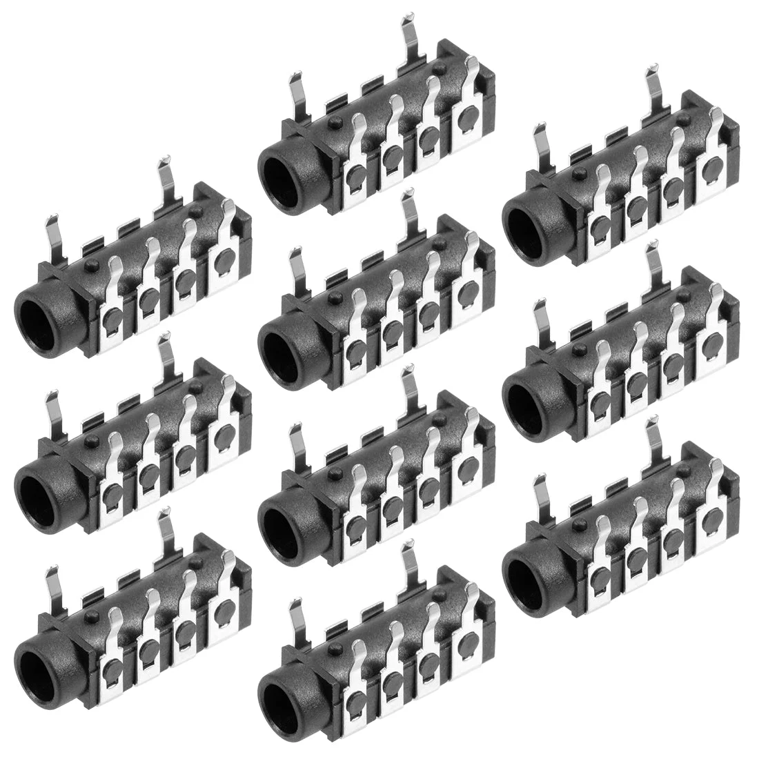 10Pcs PCB Mount 3.5mm 6 Pin Socket Headphone Stereo Jack Audio Video Connector Black PJ-313E-6P