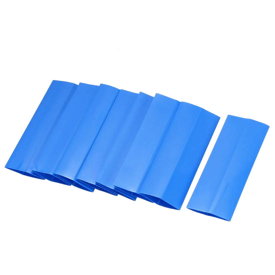 PVC Heat Shrink Tubing 17mm Flat Width Pre Cut Heat Shrink Wrap Tube for AAA Power Supply 48mm Length, Blue, 50pcs