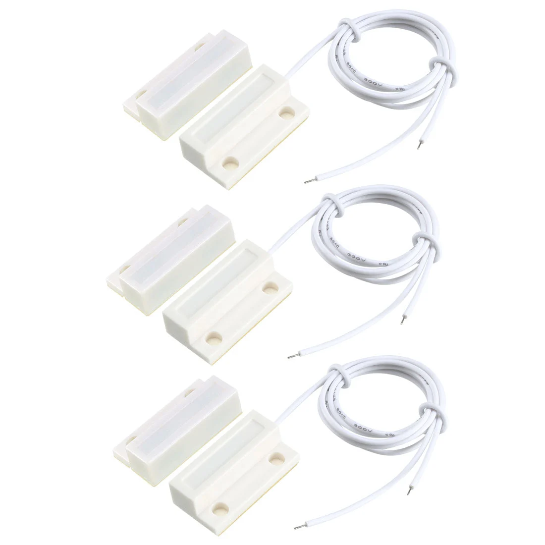 3pcs MC-38 Surface Mount Wired NO Door Sensor Alarm Magnetic Reed Switch White