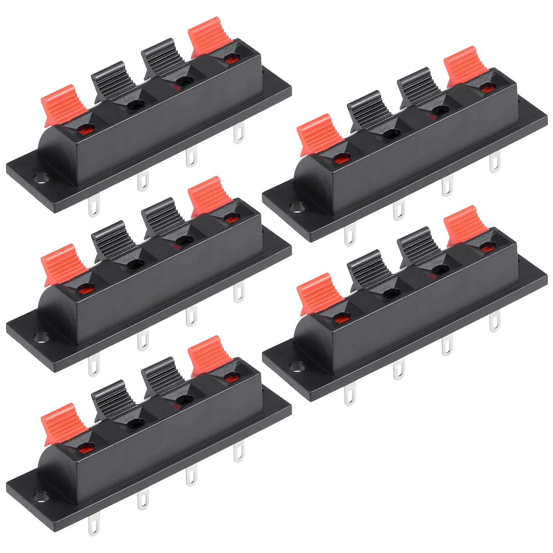 5pcs 4 Way Push Release Connector Speaker Terminal Strip Block
