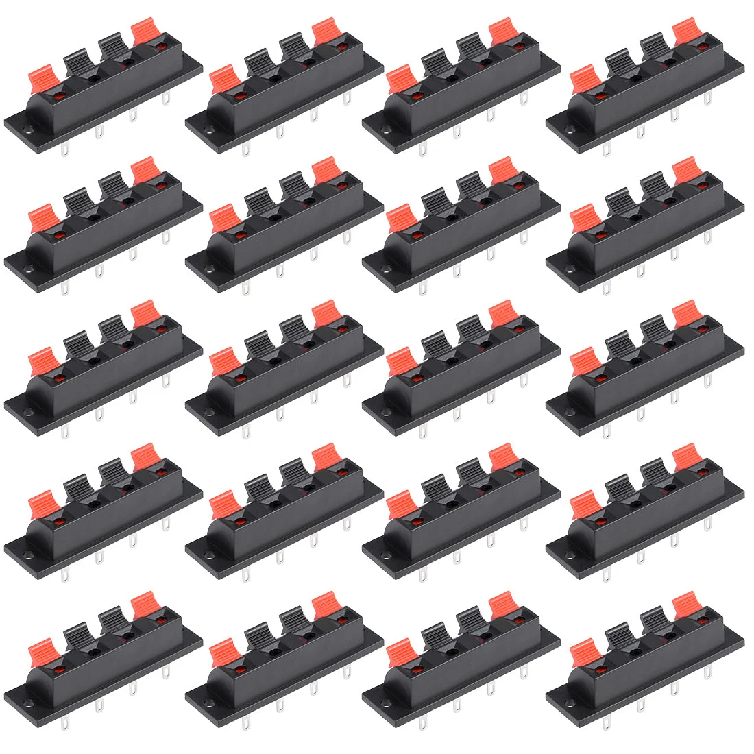 20pcs 4 Way Jack Socket Spring Push Release Connector Speaker Terminal Strip Block