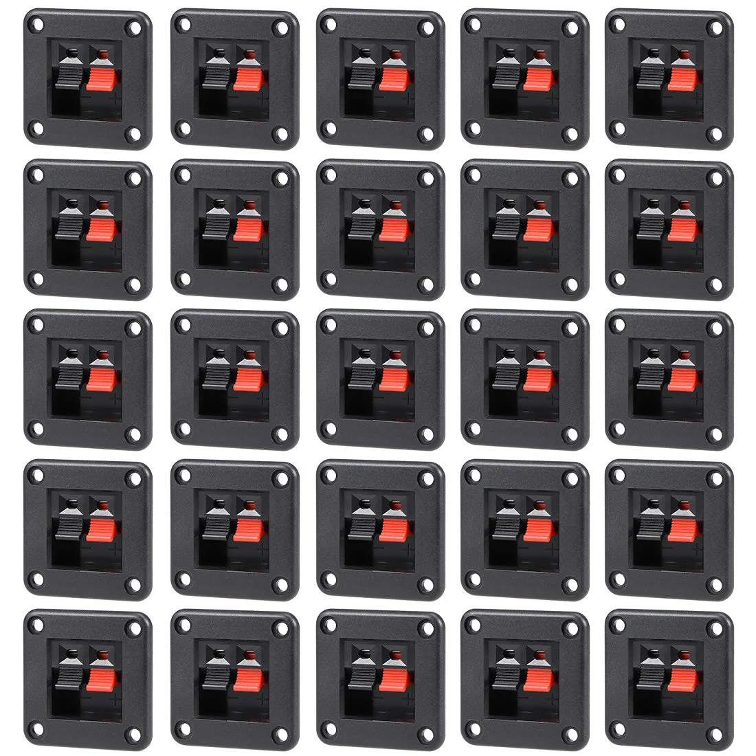 25pcs 2 Way Jack Socket Spring Push Release Connector Speaker Terminal Strip Block
