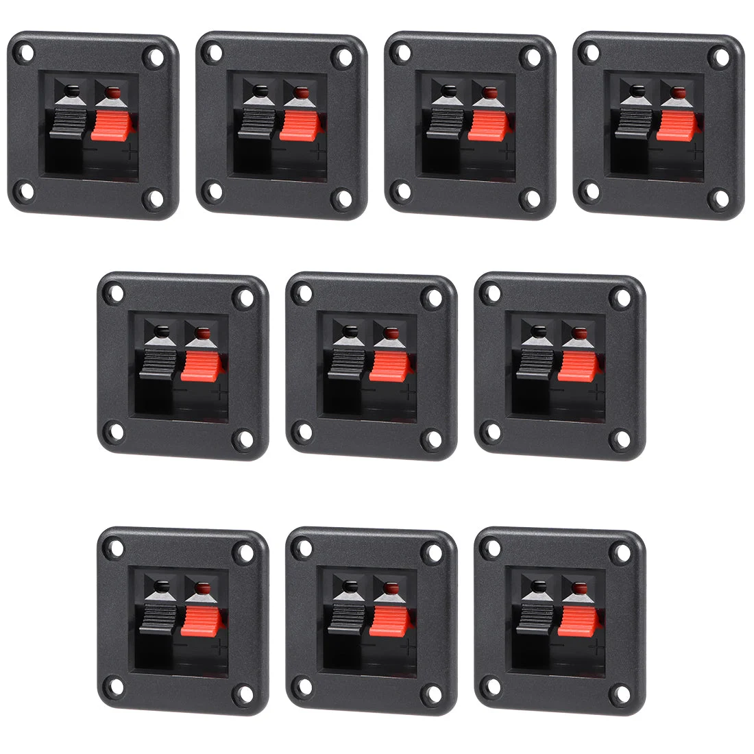 10pcs 2 Way Jack Socket Spring Push Release Connector Speaker Terminal Strip Block 42 x 42 x 24mm
