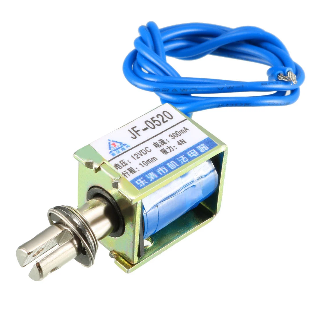 JF-0520 DC 12V 300mA 4N 10mm Pull Type Open Frame Linear Motion Solenoid Electromagnet