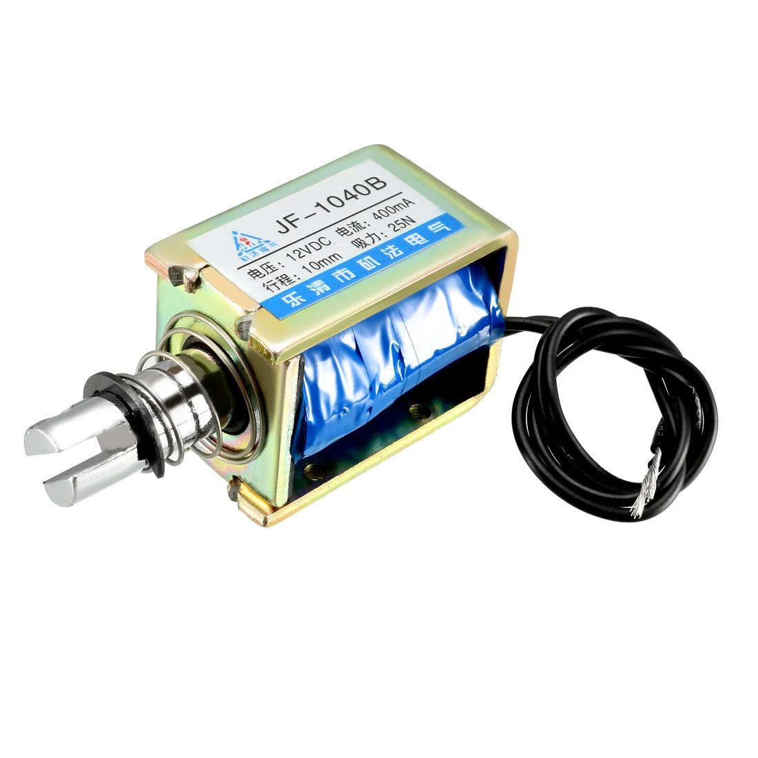JF-1040B DC 12V 400mA 25N 10mm Pull Push Type Open Frame Linear Motion Solenoid Electromagnet