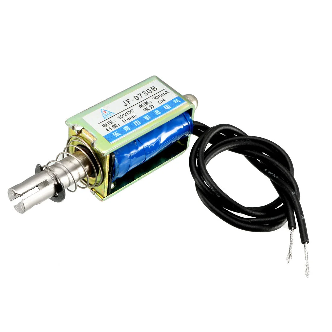 JF-0730B DC 12V 300mA 5N 10mm Push Pull Type Open Frame Linear Motion Solenoid Electromagnet