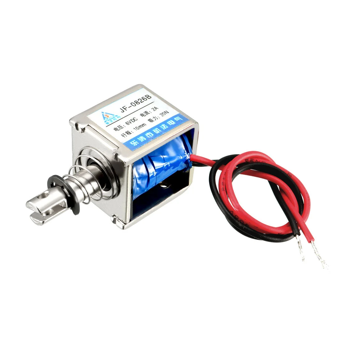 JF-0826B DC 6V 2A 20N 10mm Pull Push Type Open Frame Linear Motion Solenoid Electromagnet