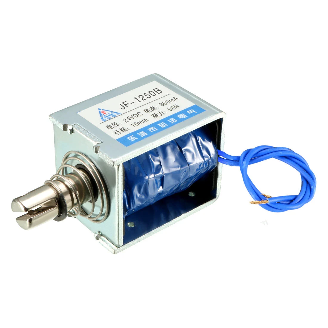 JF-1250B DC 24V 360mA 60N 10mm Pull Push Type Open Frame Linear Motion Solenoid Electromagnet
