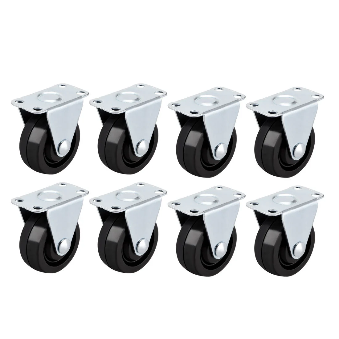 1.5 Inch Fixed Casters Wheels Rubber Top Plate Mounted Caster Wheel 44lb Capacity 8 Pcs