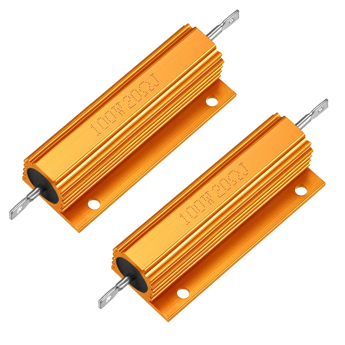 2pcs Aluminum Case Resistor 100W 20 Ohm Wirewound Gold for LED Replacement Converter 100W 20RJ