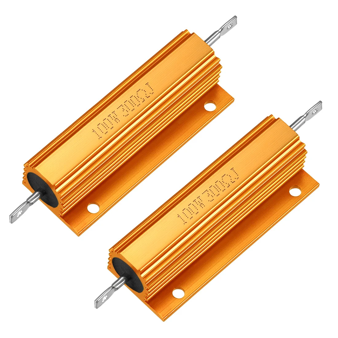 2pcs Aluminum Case Resistor 100W 300 Ohm Wirewound Gold for LED Replacement Converter 100W 300RJ
