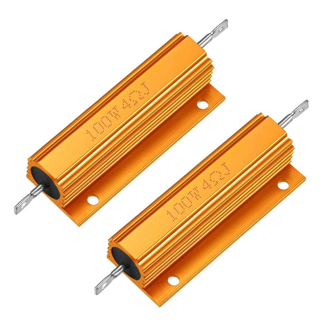 2pcs Aluminum Case Resistor 100W 4 Ohm Wirewound Gold for LED Replacement Converter 100W 4RJ
