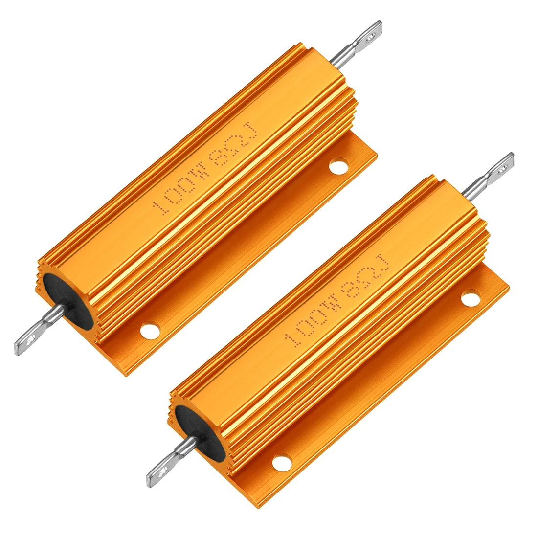 2pcs Aluminum Case Resistor 100W 8 Ohm Wirewound Gold for LED Replacement Converter 100W 8RJ