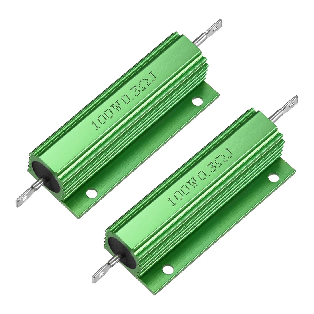 2 Pcs Aluminum Case Resistor 100W 0.3 Ohm Wirewound Green for LED Replacement Converter 100W 0.3RJ