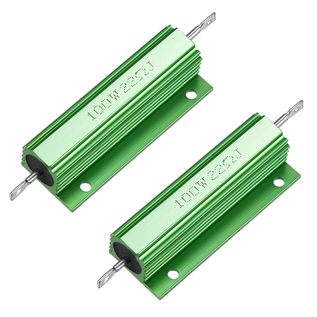 2 Pcs Aluminum Case Resistor 100W 22 Ohm Wirewound Green for LED Replacement Converter 100W 22RJ