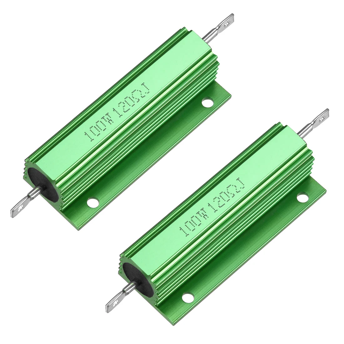 2 Pcs Aluminum Case Resistor 100W 120 Ohm Wirewound Green for LED Replacement Converter 100W 120RJ
