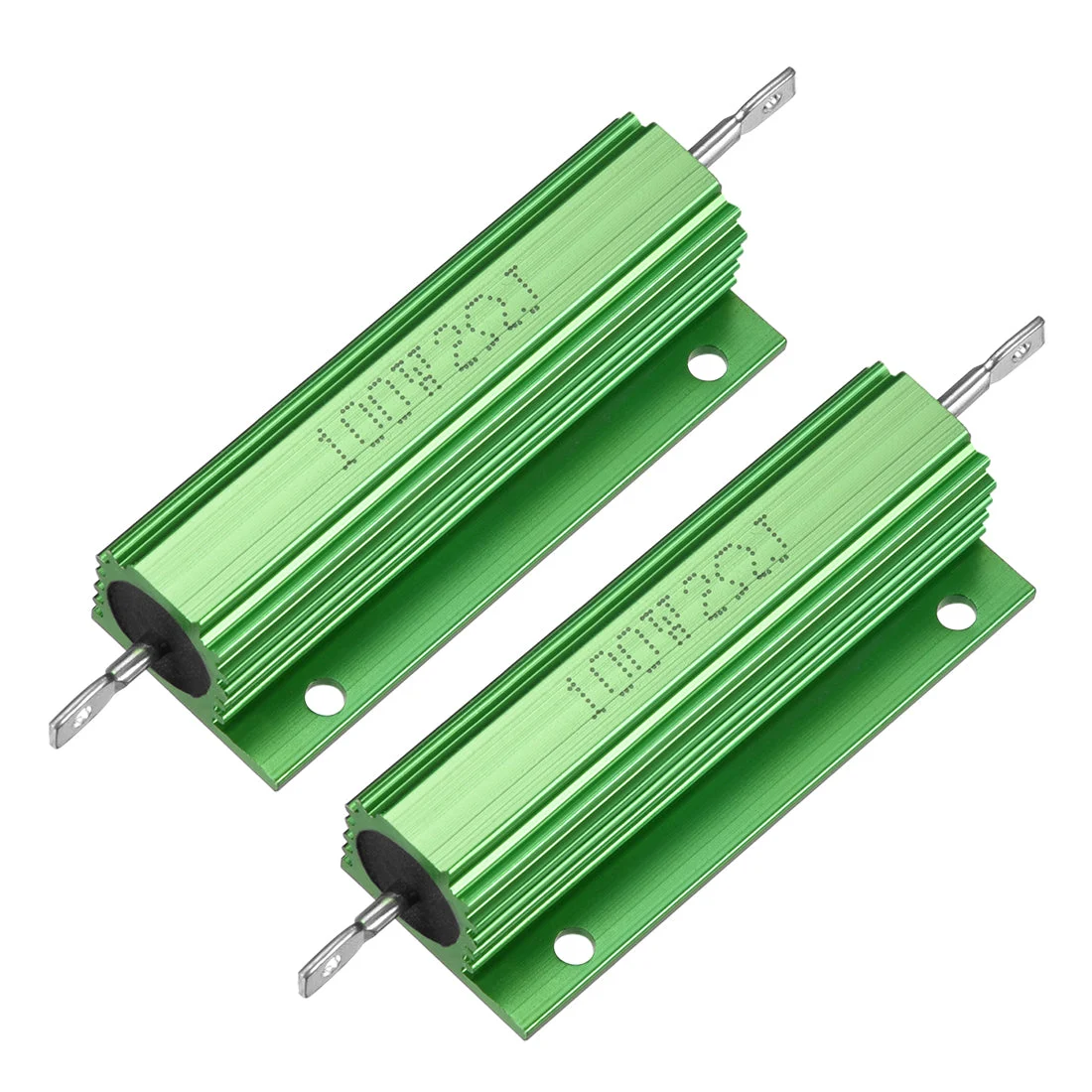 2 Pcs Aluminum Case Resistor 100W 2 Ohm Wirewound Green for LED Replacement Converter 100W 2RJ