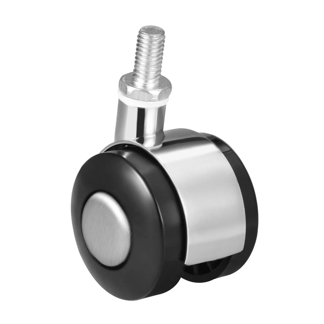 Office Chair Casters Alloy Plastic 1.5 Inch Twin Wheel M8 x 15mm Threaded Stem Swivel Caster, 33lb Load Capacity
