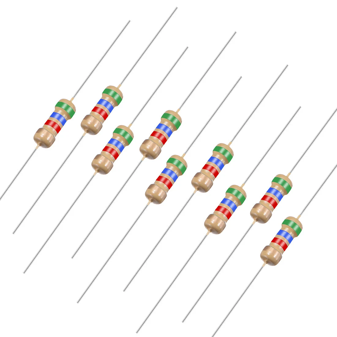 1/4 Watt 5.6K Ohm Carbon Film Resistors 5% Tolerances 0.25W 100pcs 4 Color Band