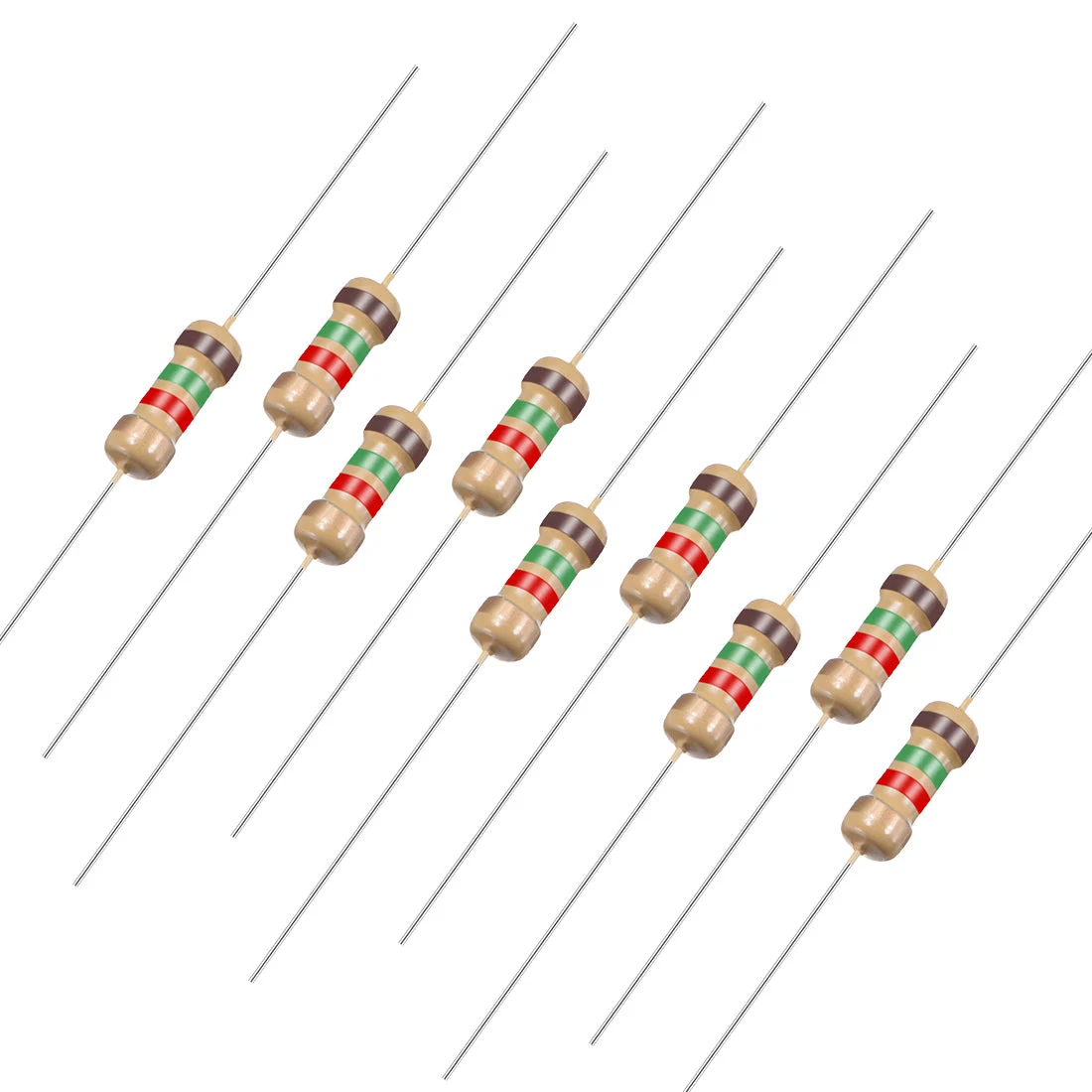 1/4 Watt 1.5K Ohm Carbon Film Resistors 5% Tolerances 0.25W 50pcs 4 Color Band