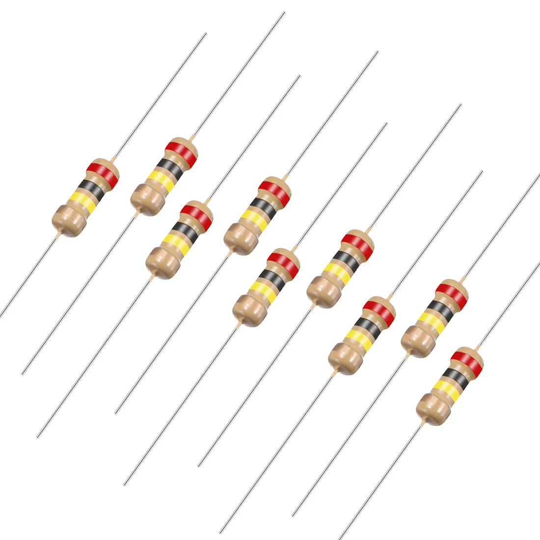 100Pcs 200K Ohm Resistor, 1/4W 5% Tolerance Carbon Film Resistors, 4 Bands for DIY Electronic Projects and Experiments