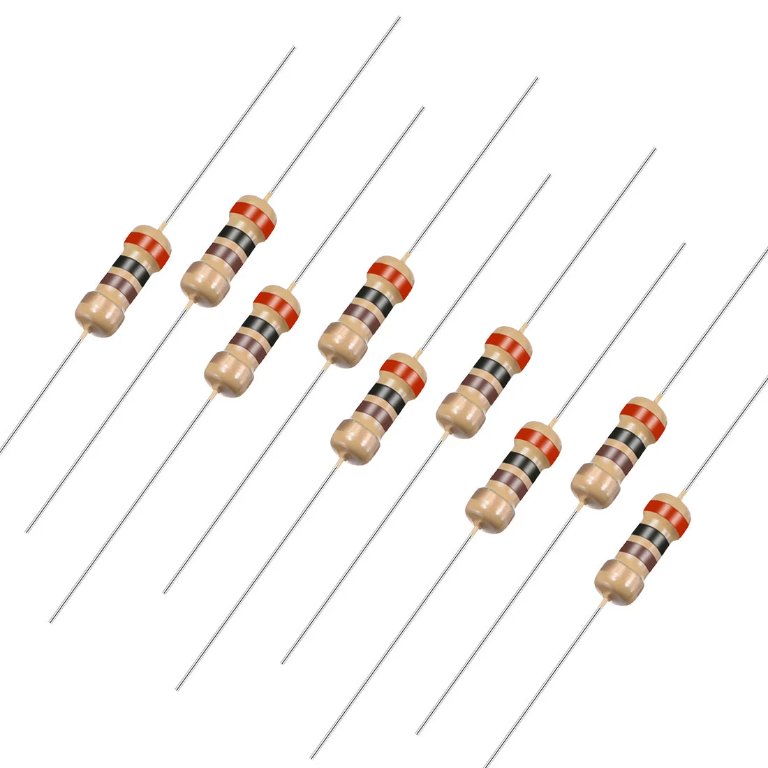 1/4 Watt 200 Ohm Carbon Film Resistors 5% Tolerances 0.25W 100pcs 4 Color Band